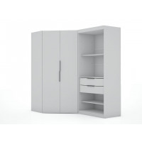 Manhattan Comfort 125GMC1 Mulberry 2.0 Semi Open 2 Sectional Modern Wardrobe Corner Closet with 2 Drawers - Set of 2 in White